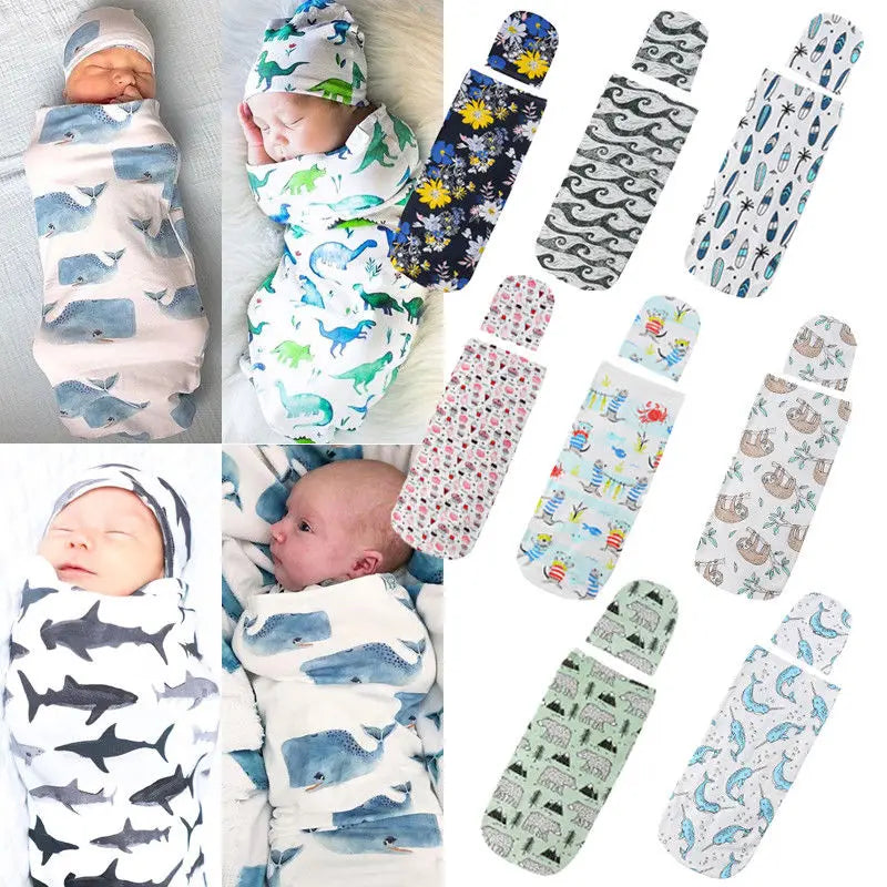 Cute Swaddle Blanket  & Hat