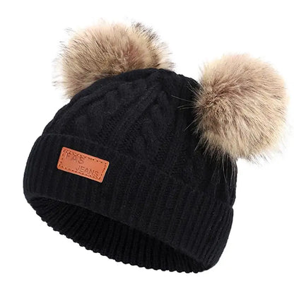 Toddler Beanie with 2 Removable Pom Poms