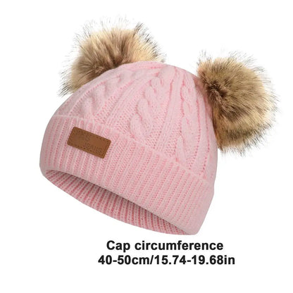 Toddler Beanie with 2 Removable Pom Poms